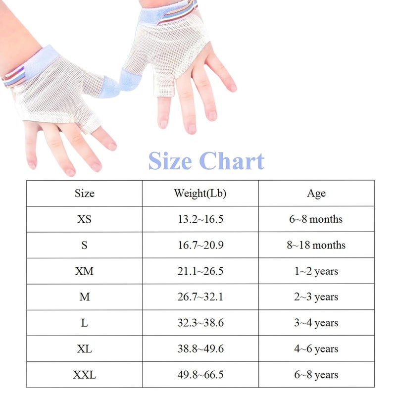 HS&ROXIN Thumb Sucking Guard for Kids with Finger Sucking Guard Gloves to Stop Thumb Sucking Deterrent Gloves for Ages 6 Months to 8 Years (Blue, XS) - Image 5